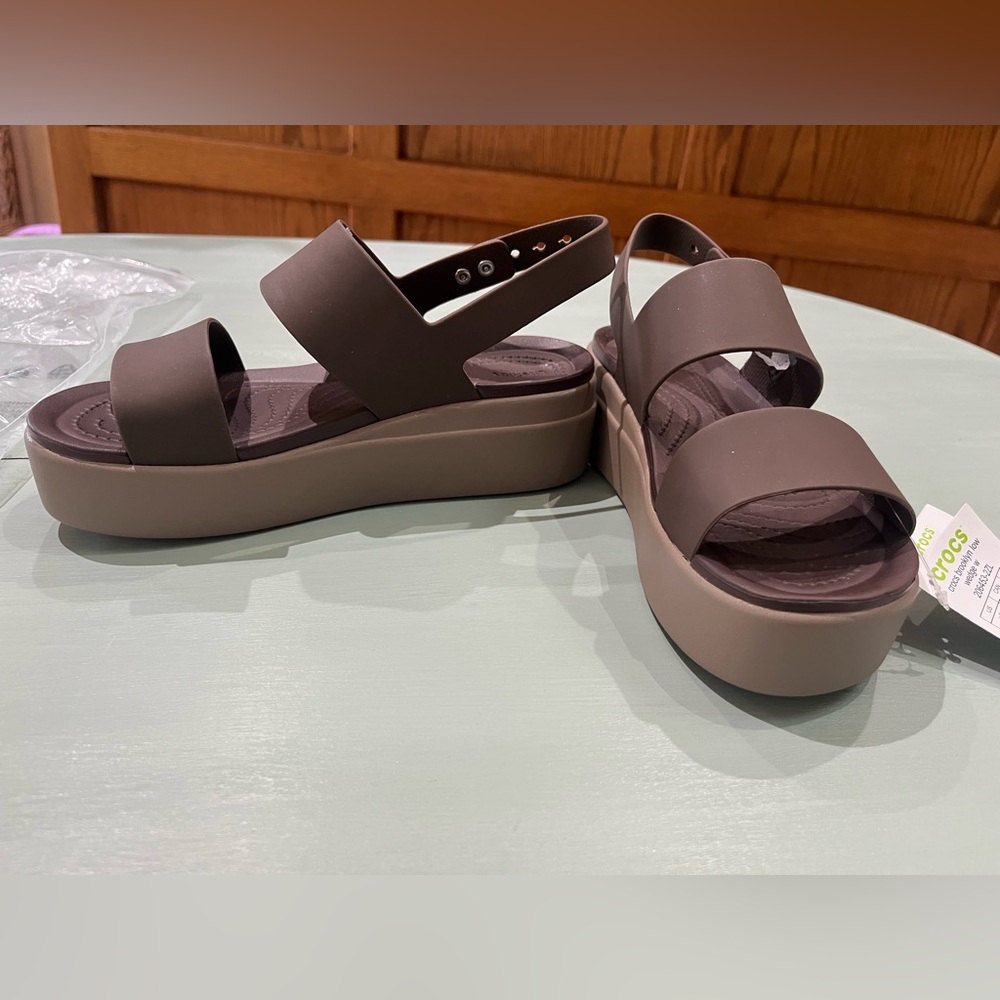Mocha Crocs Brooklyn Low Wedge